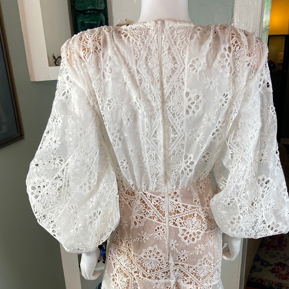 New NWT Bronx and Banco Adele Gown White Lace Maxi Dress XSmall XS Sheer Eyelet - Picture 11 of 16